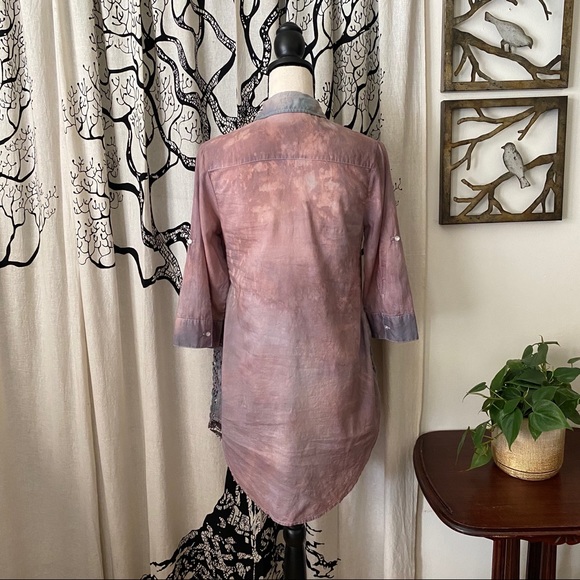 Upcycled Tie Dye Roll Tab Sleeve Tunic - Picture 6 of 8